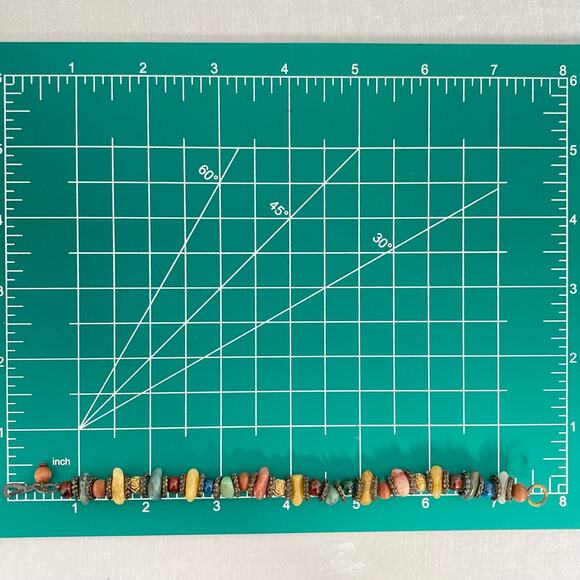 Artisan Bracelet Multicolor Irregular Shaped Stones With Bronze Rondelles - Picture 9 of 10